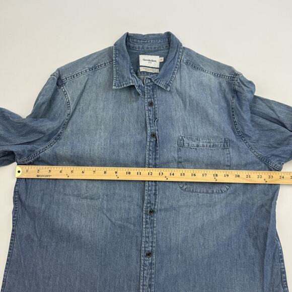 Goodfellow & Co Standard Fit Denim Long Sleeve Button Up Shirt Size XL Cotton - Picture 5 of 10